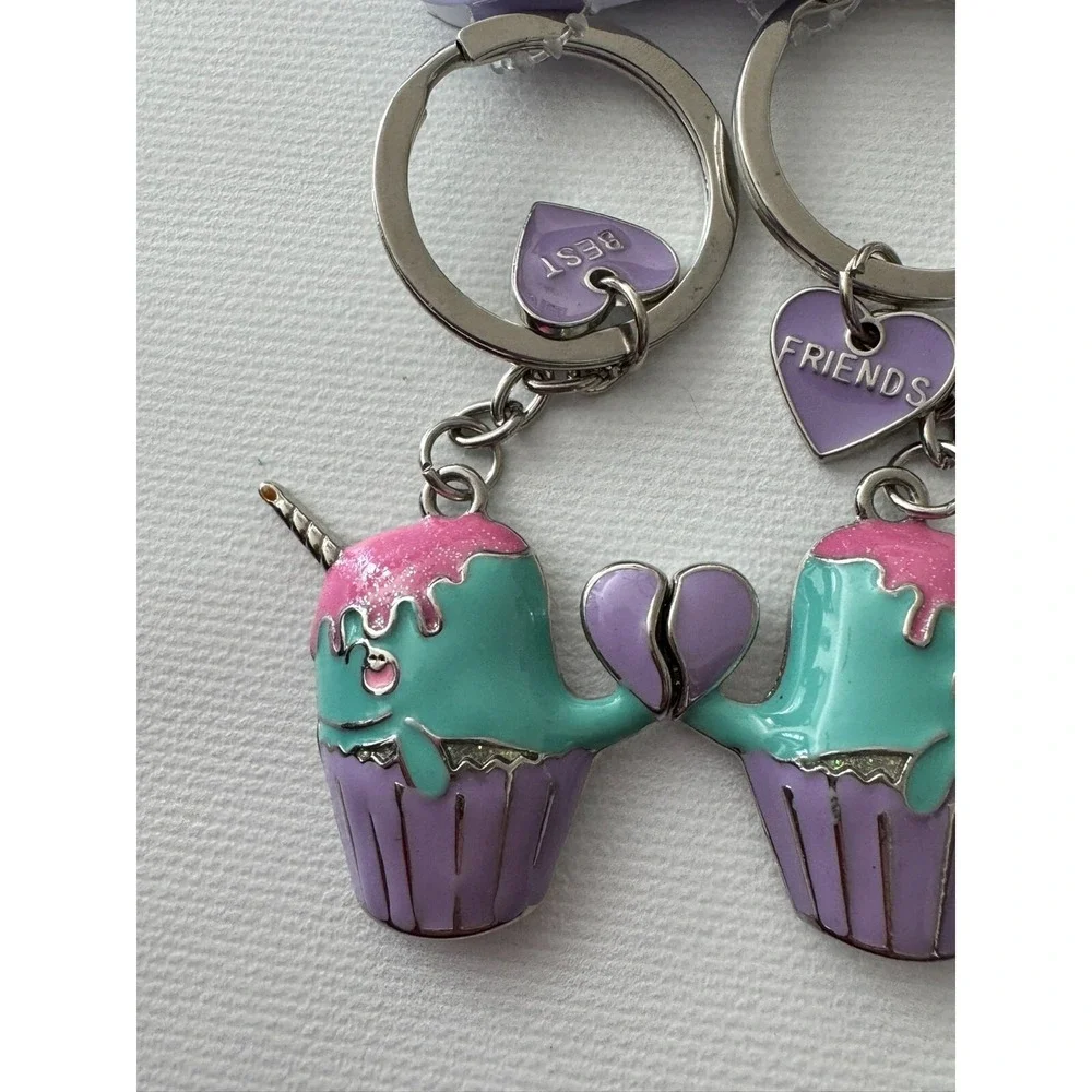 Claire's Best Friends Unicorn‎ Cupcake Keychains Key Rings Set of 2 Magnetic BFF
